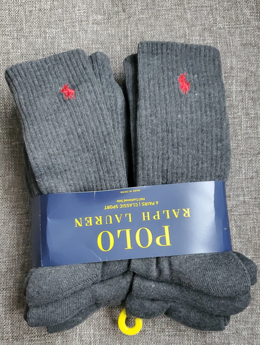 Polo Ralph Lauren 6 Pack Gray Socks Size 10-12